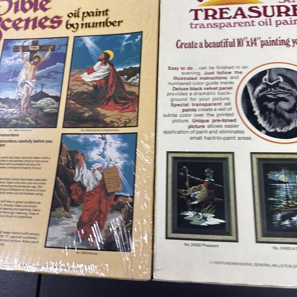 Vintage Lot Of 4 Craft Master Oil Paint By Number Velvet 1973 Jesus UNUSED - Picture 6 of 7